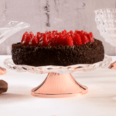 Prato De Vidro Para Bolo Base de Aço Louise Rose Gold Wolff - 31 x 14cm - Ela Decora